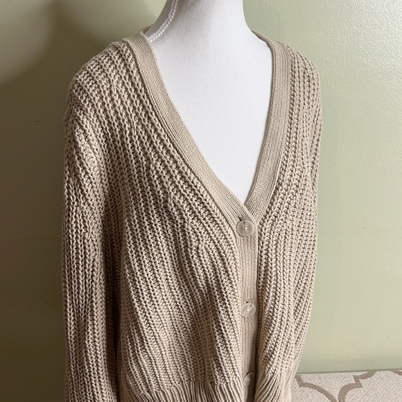 Haven Well Within chunky knit v-neckline button down sweater cardigan,size large - Picture 11 of 12